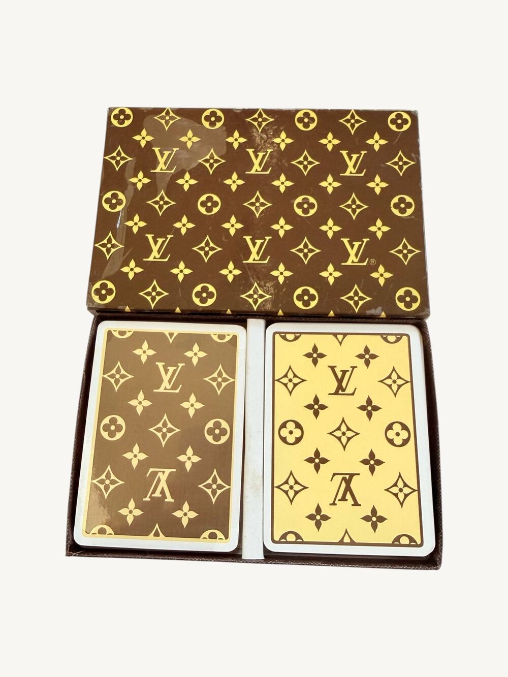 Rare Vintage 1970s Louis Vuitton Monogram Playing Cards Double Deck Héron Box